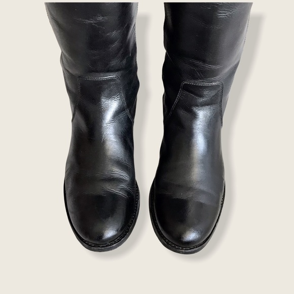 Frye Melissa Stud Black BackZip Tall Leather Boots - Picture 7 of 16